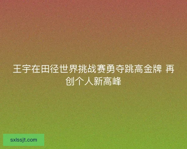 王宇在田径世界挑战赛勇夺跳高金牌 再创个人新高峰