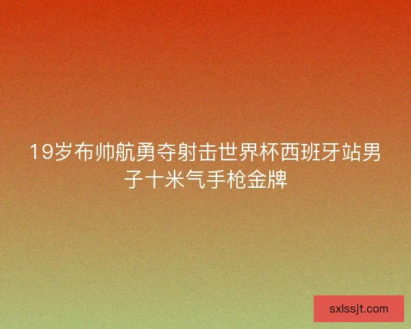 19岁布帅航勇夺射击世界杯西班牙站男子十米气手枪金牌