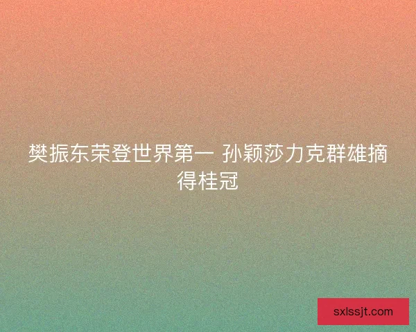 樊振东荣登世界第一 孙颖莎力克群雄摘得桂冠