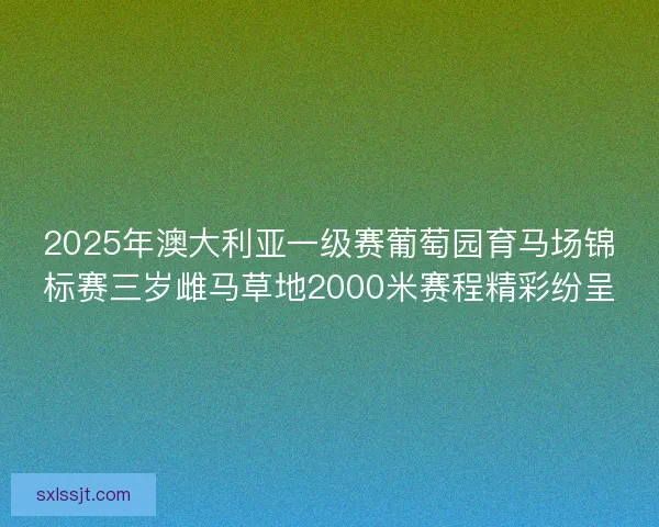2025年澳大利亚一级赛葡萄园育马场锦标赛三岁雌马草地2000米赛程精彩纷呈 2025年澳大利亚一级赛葡萄园育马场锦标赛三岁雌马草地2000米赛程精彩纷呈